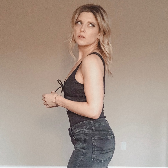 Lace-front Bodysuit Tank - Picture 3 of 7